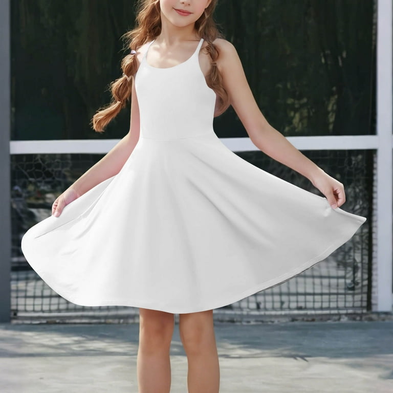 ZACPNCV Girls Dresses with Romper Shorts and Pockets Summer