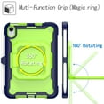 thumbnail image 3 of Kids Durable Handle Case for iPad mini 2021/mini 2024, Silicone PC Heavy Duty Protection [360 Rotating Ring Stand/Adjustable Shoulder Strap] Tablet Case Cover, Navyblue+Olivine, 3 of 8