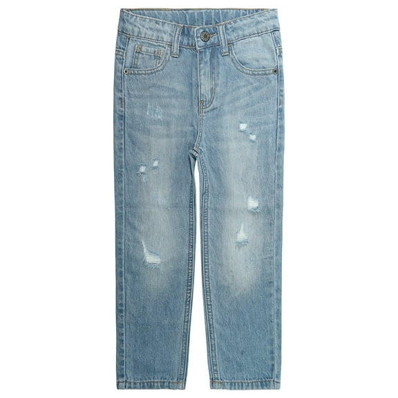 KIDSCOOL SPACE Boys Jeans,Little Boy Elastic Band Inside Ripped Soft Summer Slim Denim Pants,7-8 Years