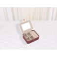 thumbnail image 6 of REGALWOVEN Portable Jewelry Box with Button, Mini Faux Leather Jewelry Organizer Boxes Storage Display Holder Wine Red, 6 of 7