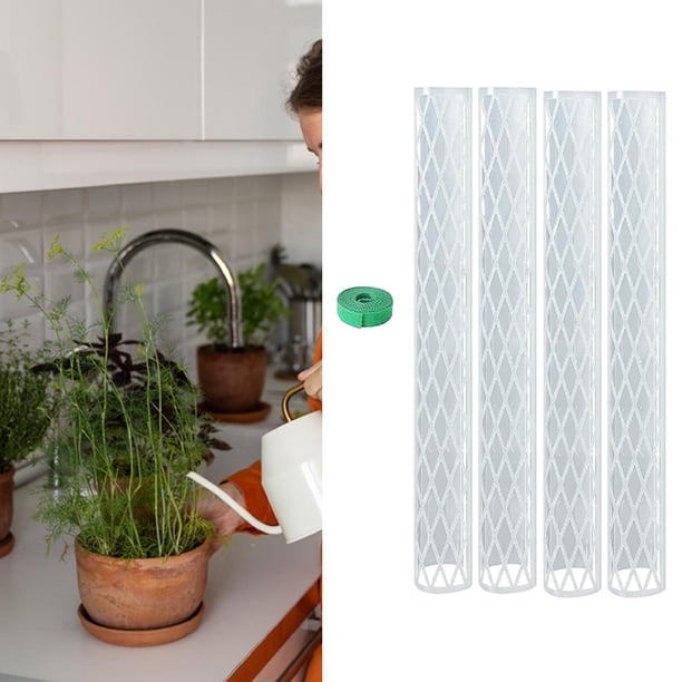 Poste para plantas, portátil, apilable y reutilizable, herramienta de jardinería para balcón, resistente y práctico, de malla para jardín, soporte portátil para plantas. 4 piezas