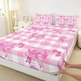 thumbnail image 6 of Manfei Princess Bowknot Bed Sheets Twin, Pink Plaid Twin Sheet Sets, Love Heart Bedding Sets Twin Size, Ultra Soft Room Decorative, 3 Pieces, 6 of 7
