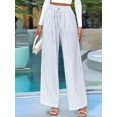 thumbnail image 6 of Women'S Pants Elastic Waist Light Weight Palazzo Pants for Women Casual Lounge Wide Leg Pants Woman Blue & White M, 6 of 9