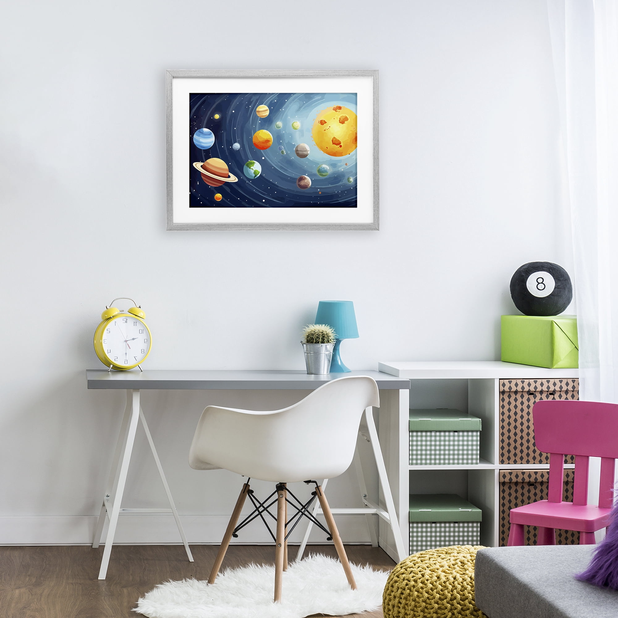Stupell Industries Solar System Planets Orbit Gray Framed Print Under Glass, design by Creative Studio