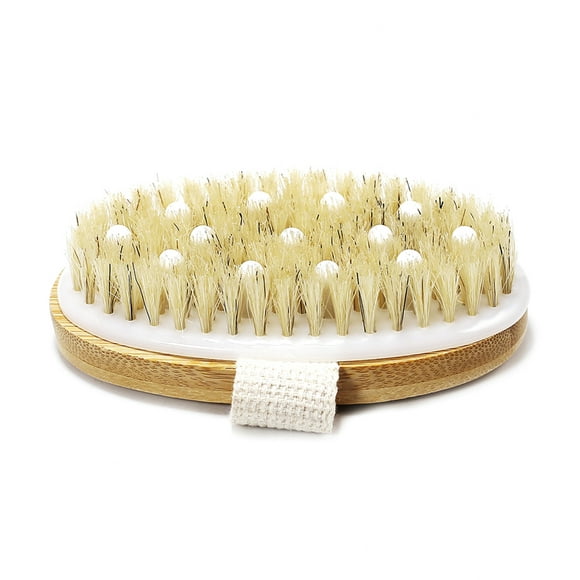 SOUTH FIN 2-in-1 Dry Skin Body Brush with Natural Bristles & Gentle Massage Nodes Exfoliating Bath Brush Back Scrubber for or Dry Brushing