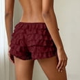 thumbnail image 4 of GEWSEY Ruffle Shorts Womens Bloomers Y2k Shorts Tiered Micro Booties Summer Women Ruffle Underwear Women (Wine, S), 4 of 7