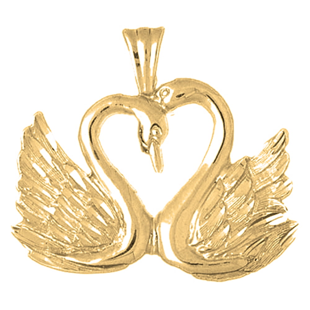 18K Yellow Gold Swan Pendant 29 mm