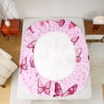 thumbnail image 5 of jejeloiu Pink Butterfly Print Queen Sheet Sets,Boho Wild Animal Flat Sheet,Cute Cherry Blossom Queen Fitted Sheet For Girl,Microfiber Bedroom Decor,4-Piece, 5 of 7