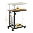 thumbnail image 2 of Gymax Ensemble de 2 Tables d'Appoint en Forme de C Hauteur Réglable Table de Bout Compacte avec Roues Brun Rustique, 2 of 9