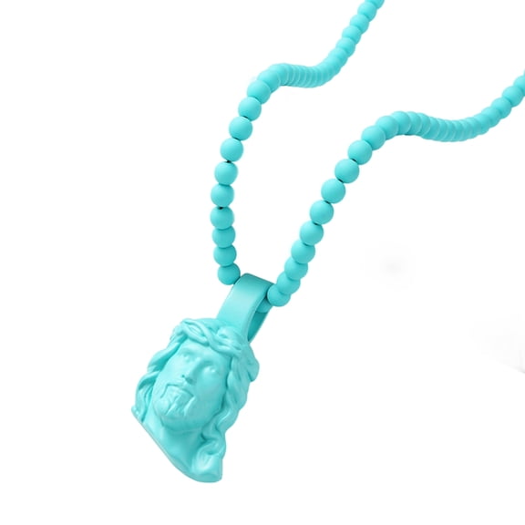 7829 Men's Beads Neckchain Resin Christ Pendant Necklace Hip Hop Style Religious Gift