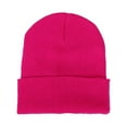 thumbnail image 1 of Men Women Solid Color Warm Woolen Knitted Cap Fluorescent Cuffed Beanie Hat, 1 of 10