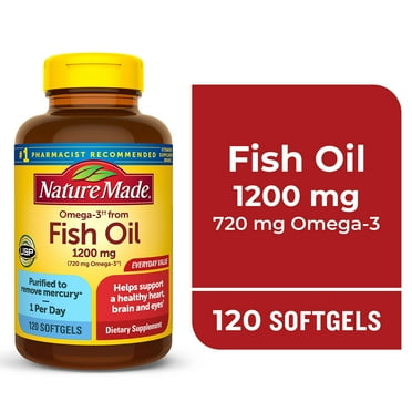Nature Made Omega 3 Fish Oil 1200mg One per Day Softgels, Fish Oil Supplements, 120 Count