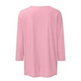 thumbnail image 3 of NAMTYQX Cancer Shirts for Women 3/4 Sleeve Trendy Crewneck Pink Ribbon Print Pink Size L, 3 of 4