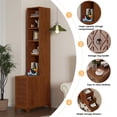 thumbnail image 3 of MDQMD Tall End Table with 3 Drawers and Charging Station,Brown Side Table with 5 Open Shelves for Living Room,Bedroom, 3 of 8