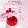 thumbnail image 3 of Daluvenix 14oz Kids Insulated Water Bottle with Straw Lids, 2-in-1 Straw and Chug Water Bottle for kids for Sports and School, Leakproof Stainless Steel Toddler Water Bottle BPA Free, Pink, 3 of 7