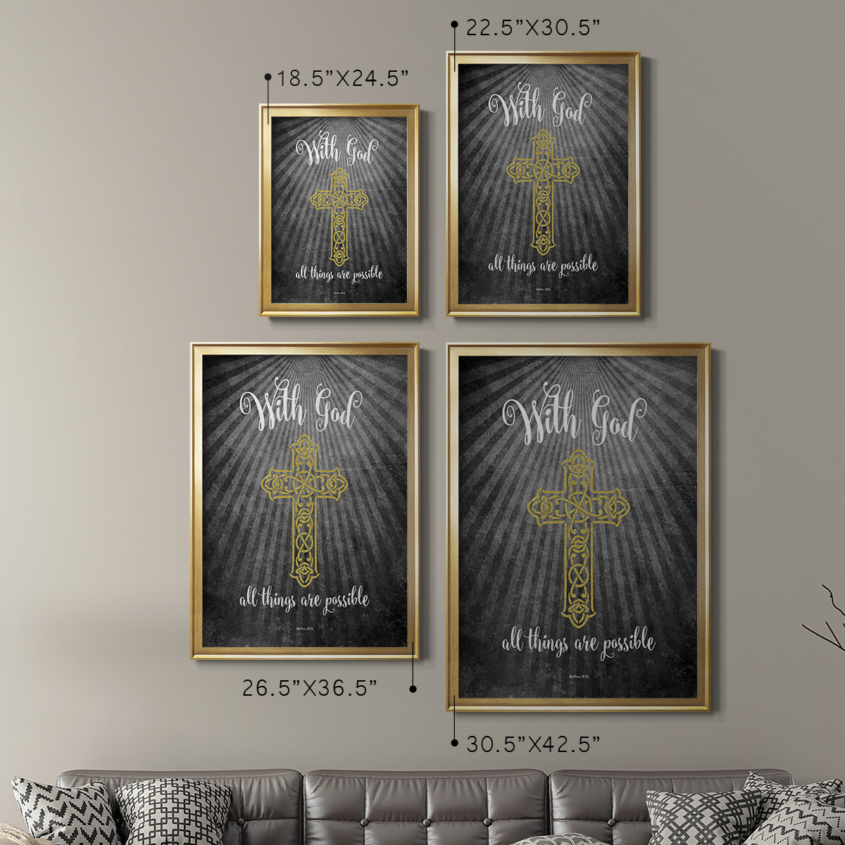 With God Gold Premium Classic Framed Print - Ready to Hang