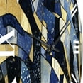 thumbnail image 3 of Designart "Abstract Pattern with Blue and Golden Textures XVII" Minimalism Oversized Wall Clock, 3 of 5