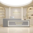 thumbnail image 1 of Computer Reception Desk Office Coffee Beauty Church Pulpit Service Desk Shop Counter Gaming Tasca Bancone Bar Wood Furniture My Lux Decor Round, 1 of 7