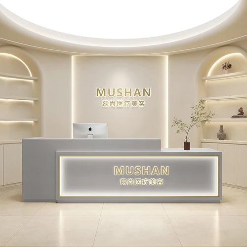 Computer Reception Desk Office Coffee Beauty Church Pulpit Service Desk Shop Counter Gaming Tasca Bancone Bar Wood Furniture My Lux Decor Round