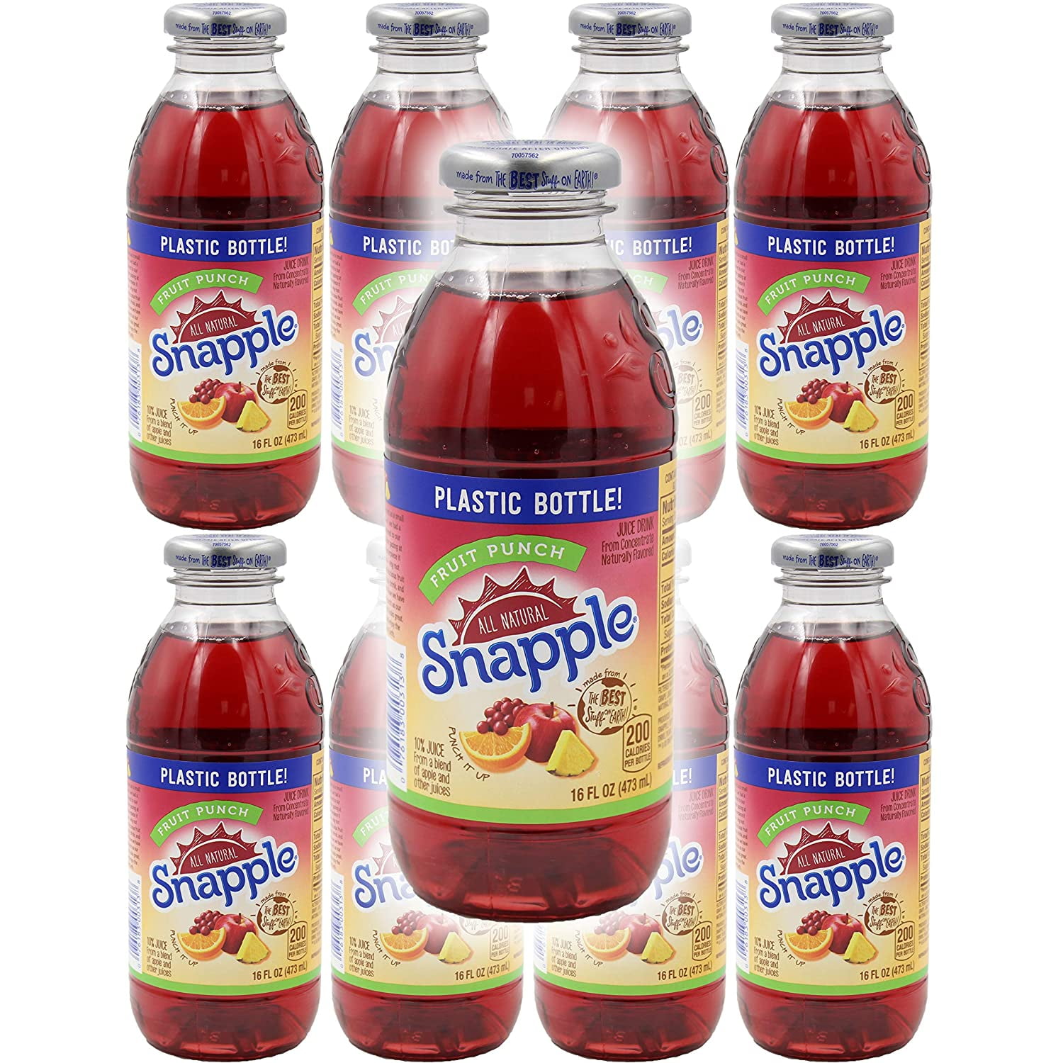 Snapple Fruit Punch Iced Tea, 16oz Bottle (Pack of 8, Total of 128 Fl Oz)