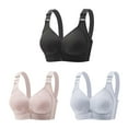 thumbnail image 2 of Busydd 3 Pieces Womens Bras Adjustable Straps V Neck Everyday Bra Comfy Seamless Bras for Women No Underwire Solid Color Fashion Textured Bralette Casual Wirefree Sports Bras for Women, 2 of 9
