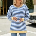 thumbnail image 5 of hotojiny Sweatshirt for Women Long Sleeve Loose Round Neck Pullover Blouse Color Block Striped Casual Fashion T Shirt Fall, 5 of 7