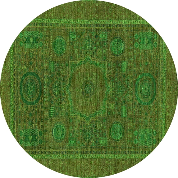 Ahgly Company Indoor Round Abstract Green Modern Area Rugs, 5' Round