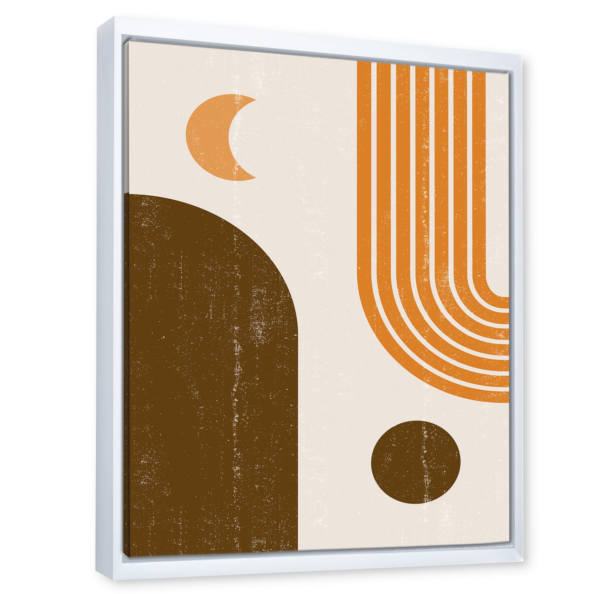 Designart 'Rainbow In Earth Tones Abstract Geometric Art' Modern Framed Canvas Wall Art Print