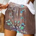 thumbnail image 2 of Taqqpue Women Casual Shorts Drawstring Comfy Floral Printed Elastic Waist Shorts Summer Pull On Short Fashion Beach Vacation Shorts with Pockets, 2 of 5
