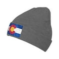 thumbnail image 2 of LNWH Knitted Acrylic Hat, Colorado State Flag Pattern Winter Beanie Hat for Cold Weather, Deep Heather, 2 of 8