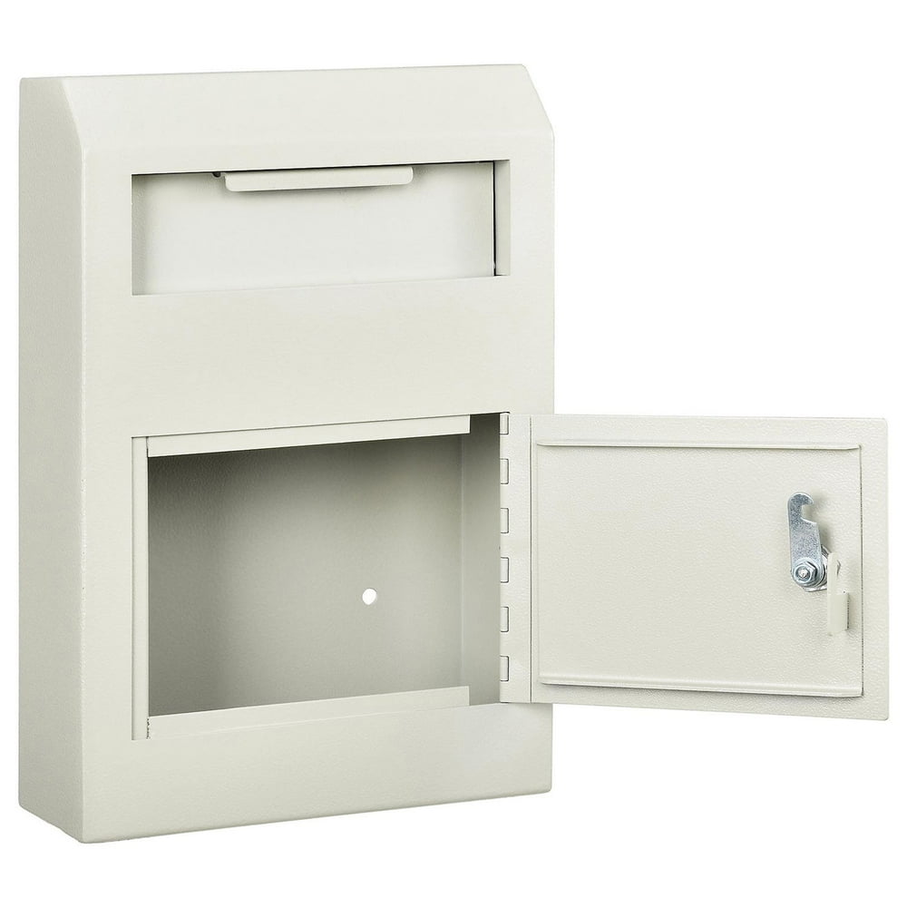 Drop Box Safe, Wall Mount, 10"W x 41/4"D x 15"H, Beige