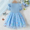 thumbnail image 5 of HOMADLES Toddler Kid Dress Crewneck Long Sleeve Mesh Stretch Short Sleeve Ruffed Summer Princess Dress Dress Blue 2-3T, 5 of 9