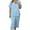 Sky Blue, variant on Ashirexll Two Piece Sets for Women, Womens Summer Outfits, Elegant Solid Color Short Sleeve Top and Wide Leg Pant Set