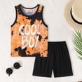 thumbnail image 2 of BOBOGOJP Ensembles d'Été 2 pour Garçon, Débardeurs à Col Ras du Cou à Nouer, Shorts à Jambes Larges, Tenues Décontractées (7-8 Ans, Orange), 2 of 8