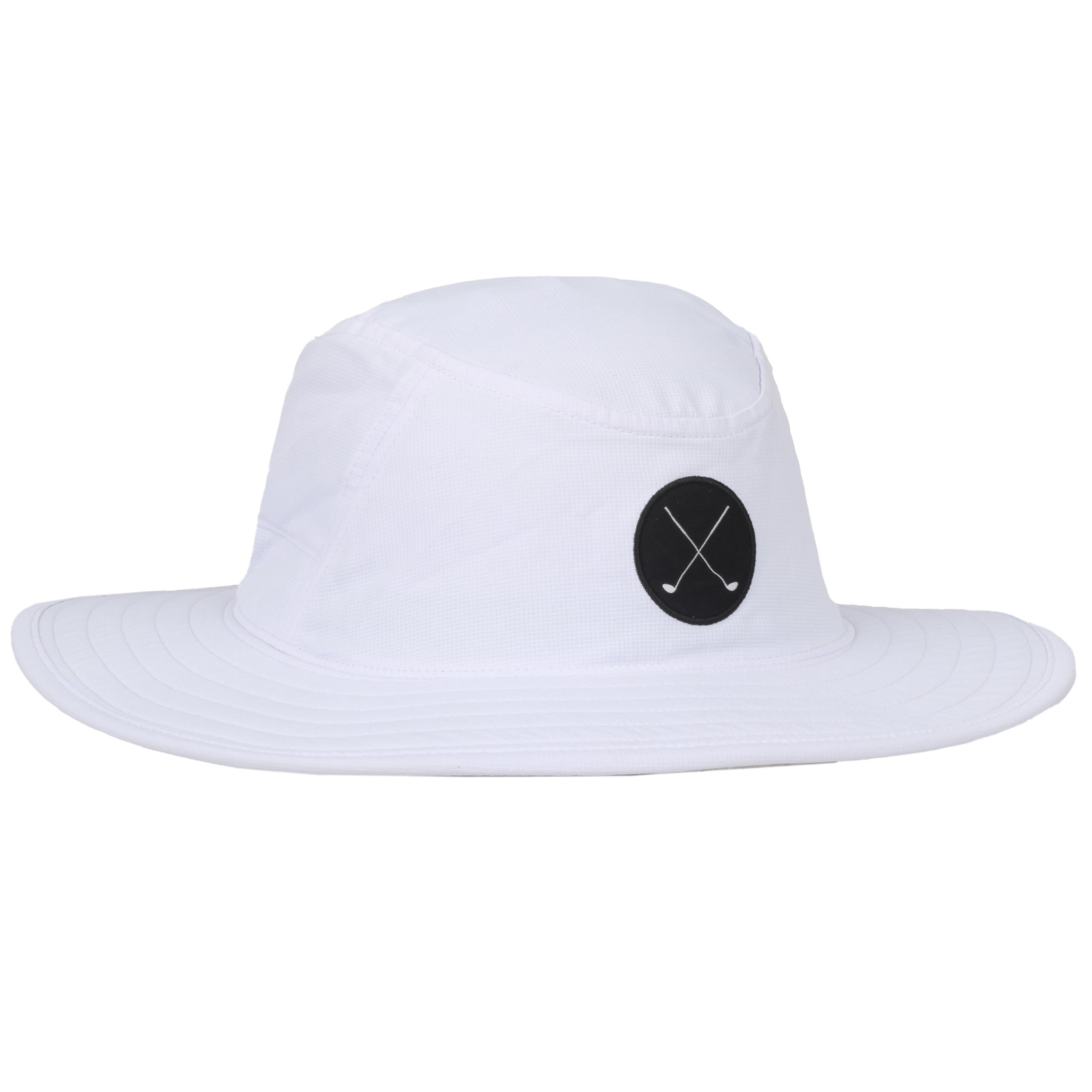 Signatures Golf Sun Hat, Crossed Golf Club Wide Brim Boonie Hat, Performance Fabric, Breathable, Floatable Brim, One Size, Adult, White