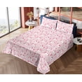 thumbnail image 4 of Ambesonne Fantasy Fitted & Flat Sheet with Shams 4 Pcs Set, Unicorns Stars Hearts Plot, Full, Pastel Pink White and Blush, 4 of 5