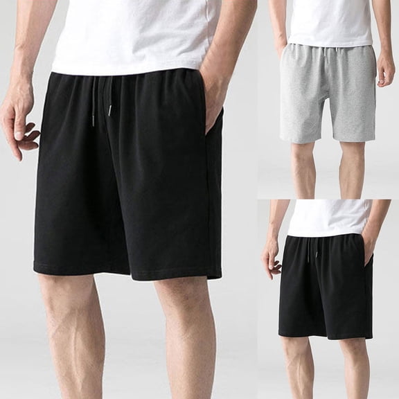 FRSASU Men's Casual Cotton Short Drawstring Elastic Jogger Gym Leisure Athletic Running Short with Pockets Gray