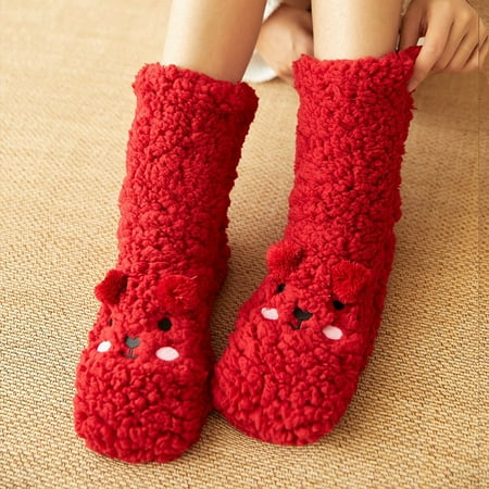 

Womens Socks 1 Pairs Winter Floor Socks Plush Thickened Coral Velvet Socks Warm Plush Socks