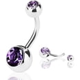 thumbnail image 4 of Woeilo 15 Pieces Women Belly Bars Navel Buttons Rings Colored Rhinestone Inlay Body Piercing Barbells Random Color, 4 of 5