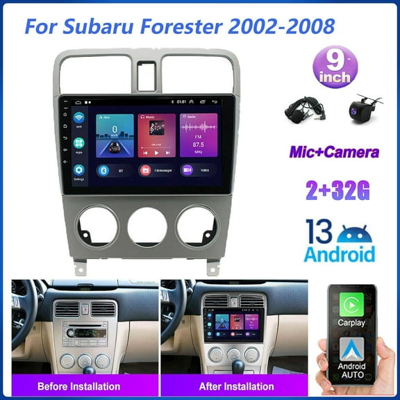 Android 13 for Subaru Forester Radio 2002-2008 with Wireless Apple Carplay Android Auto 9" Touchscreen Car Stereo with Backup Camera GPS Navigation Bluetooth RDS DSP