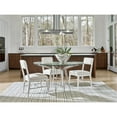 thumbnail image 4 of Maklaine Contemporary / Modern Gray Metal Round Dining Table with Glass Top, 4 of 5
