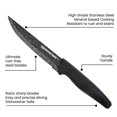 thumbnail image 4 of Granitestone 6 Piece Premium Steak Knife Set – Razor Sharp Serrated Stainless Steel Blades, Nonstick Coating, Ergonomic Black Handles, 4 of 6