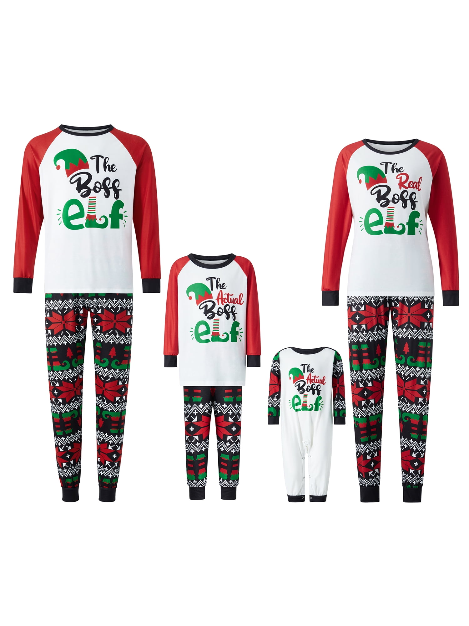 Long Sleeve Red Christmas Printed Matching Family Pajamas