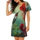 thumbnail image 2 of Balery Hummingbird Floral Paradise Camisón de manga corta con cuello redondo para mujer, cómodo y elegante., 2 of 6