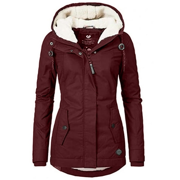 Fashionwt Womens Fur Lined Hooded Coat Winter Warm Cotton Padded Jacket Outwear Com Fashionwt Womens Fur Lined Hooded Coat, Womens Winter Coat With Fur Lined Hood
