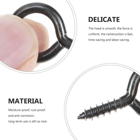 TALENO Small Eyelet Screws Self Tapping Round Screw 30Pcs Black