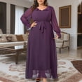 thumbnail image 5 of ClodeEU Women's Plus Size Elegant Lace Chiffon V Neck Maxi Dress,Butterfly Flowy Maxi Dresses With Rhinestone Ribbon Waist E-Purple,Womens Plus XXXL, 5 of 6