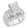 thumbnail image 1 of 14kt White Gold Womens Princess Diamond Cluster Bridal Wedding Engagement Ring 3.00 Cttw, 1 of 1