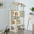 SmileMart 54.5" Double Condo Cat Tree with Scratching Post Tower, Beige