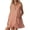 Orange, variant on Women's Vertical Striped Dress, Casual Sleeveless Zip-up V Neck Mini Dress, Ruffle Hem Shift Summer Sundress with Pockets